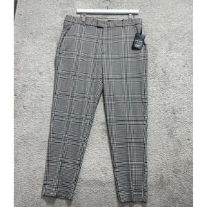 River Island Dress Pants Men 34 Multicolor Houndstooth Stretch Skinny Fit Formal